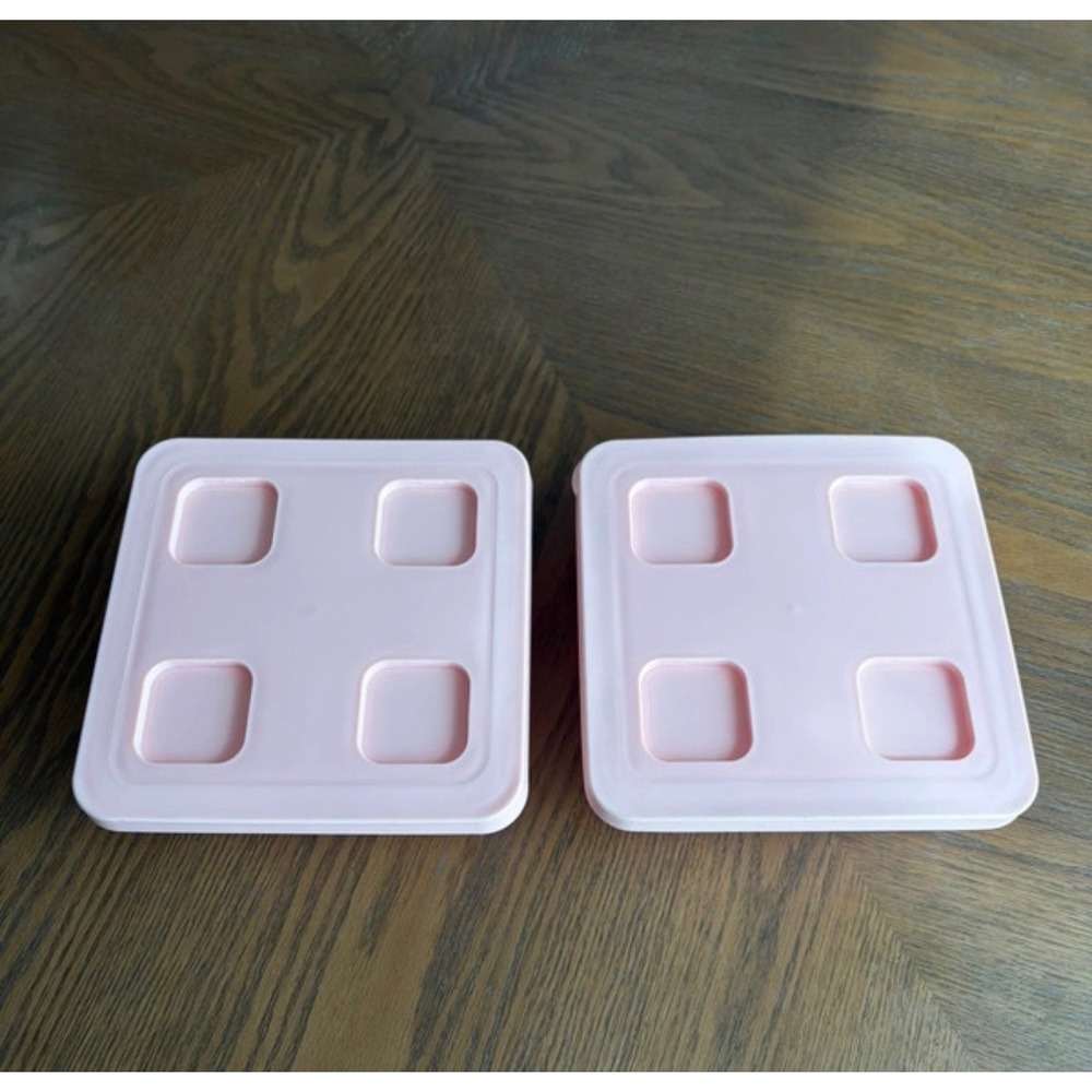 Pillowfort Pink Square Food Storage Containers Set of 2 33.8oz 1000mL Stackable